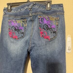 Baby Phat jeans womens 15/16 graffiti pockets y2k vintage denim 90s straight